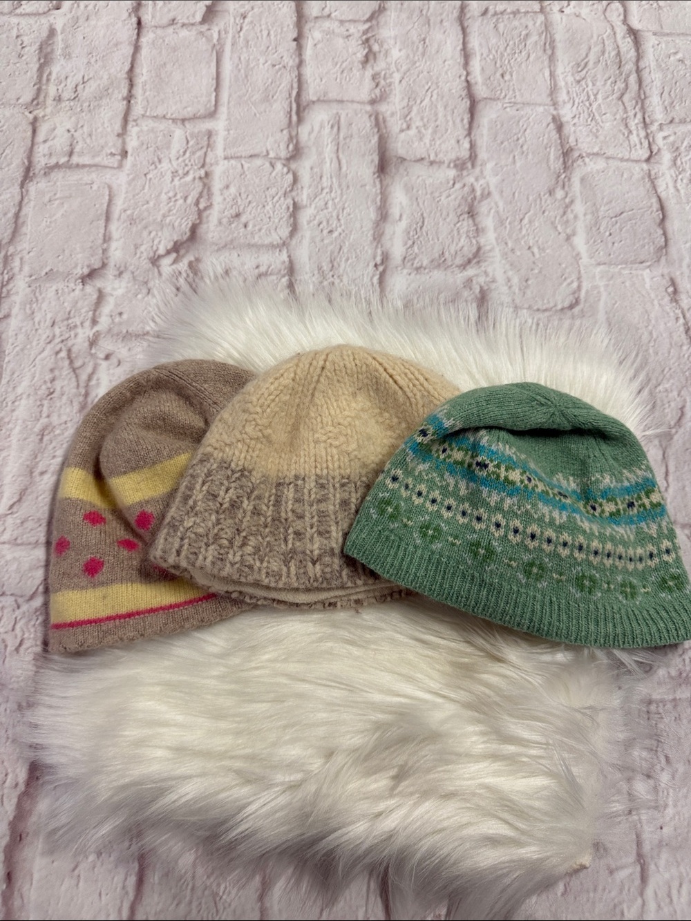 American Eagle Outfitters Knit Beanie Trio - Green, Beige & Tan